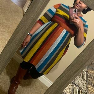 Striped empire waist knit dress